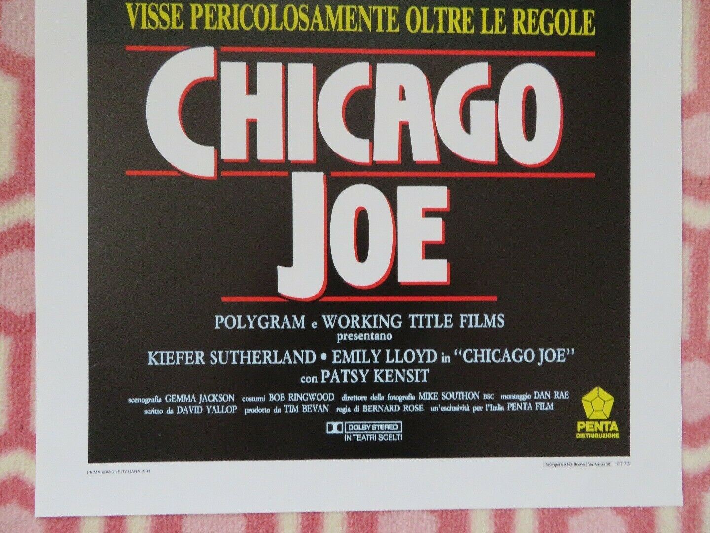 CHICAGO JOE ITALIAN LOCANDINA (27.5"x 13") POSTER KIEFER SUTHERLAND EMILY LLOYD