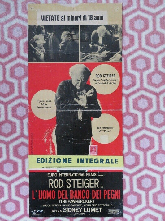 L'UOMO DEL BANCO DEI PEGNI ITALIAN LOCANDINA (27.5"x 12") POSTER ROD STEIGER '64