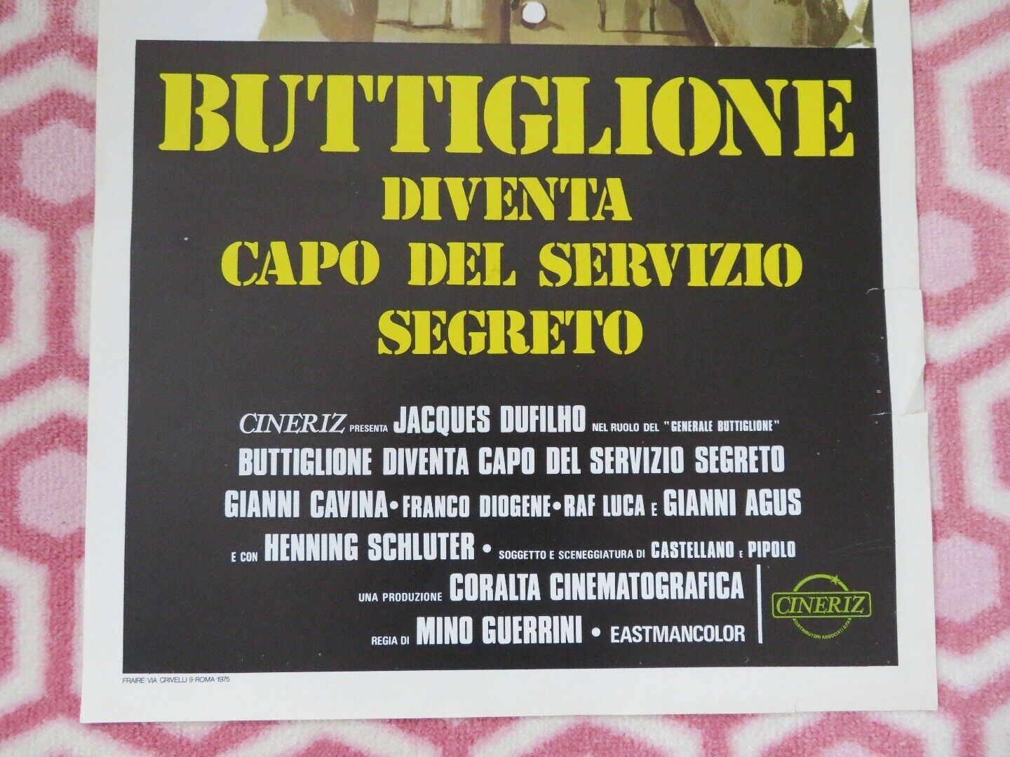 BUTTIGLIONE DIVENTA CAPO DEL SERVIZIO ITALIAN LOCANDINA (27.5"x 13") POSTER 1975