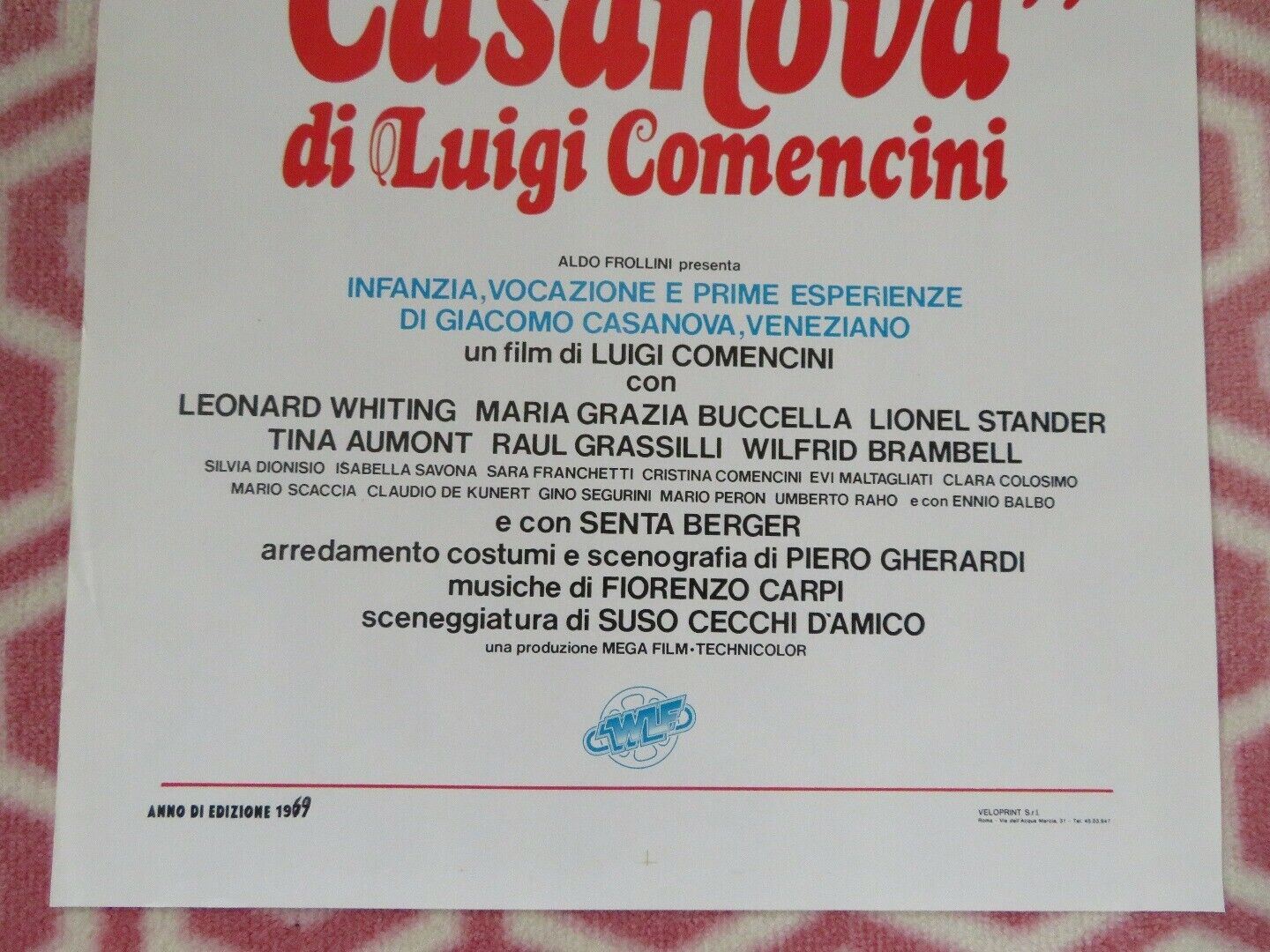 Casanova : His Youthful Years ITALIAN LOCANDINA (27.5"x 13") POSTER 1969