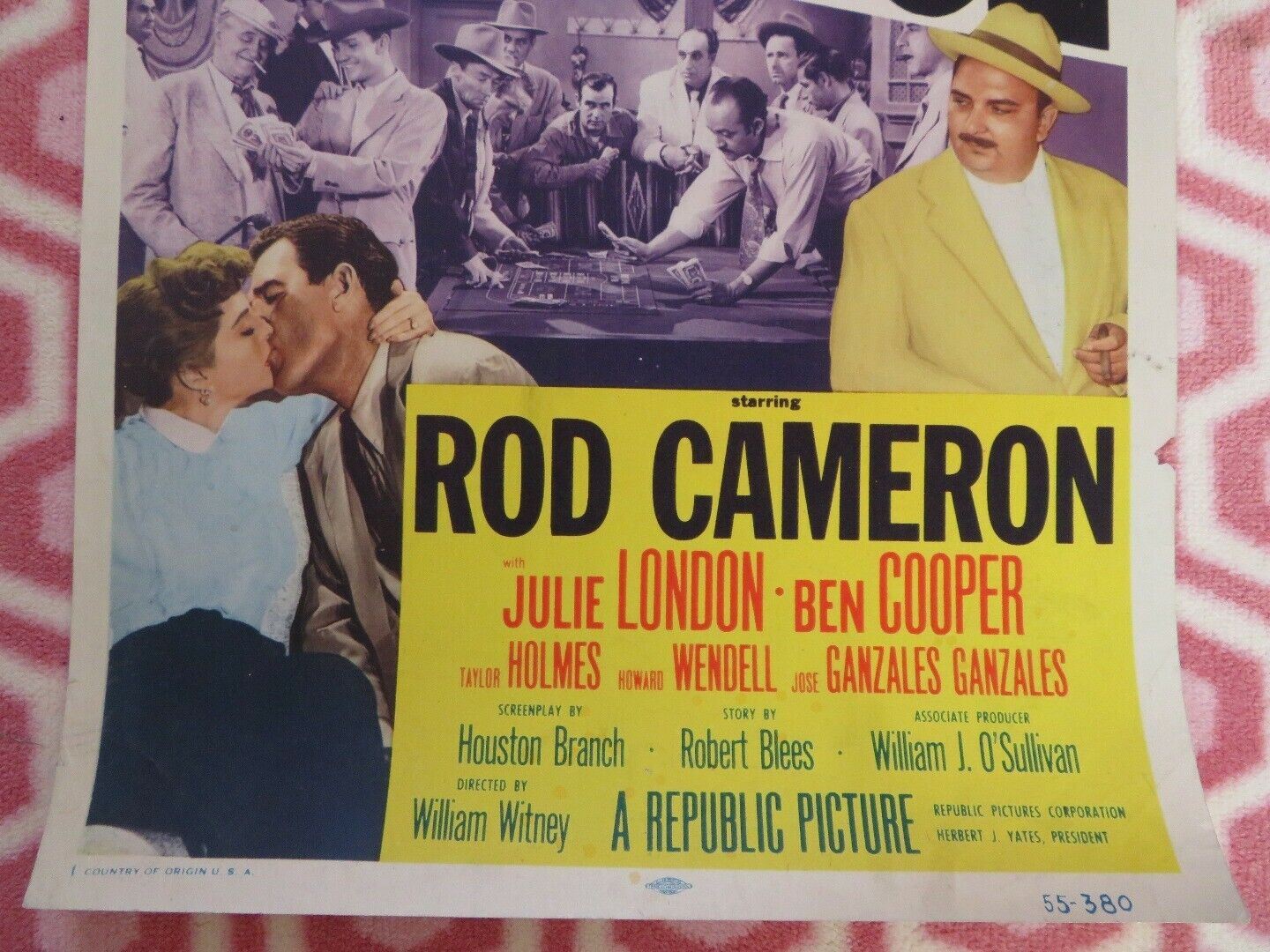 THE FIGHTING CHANCE US INSERT (14"x 36") POSTER ROD CAMERON JULIE LONDON 1955