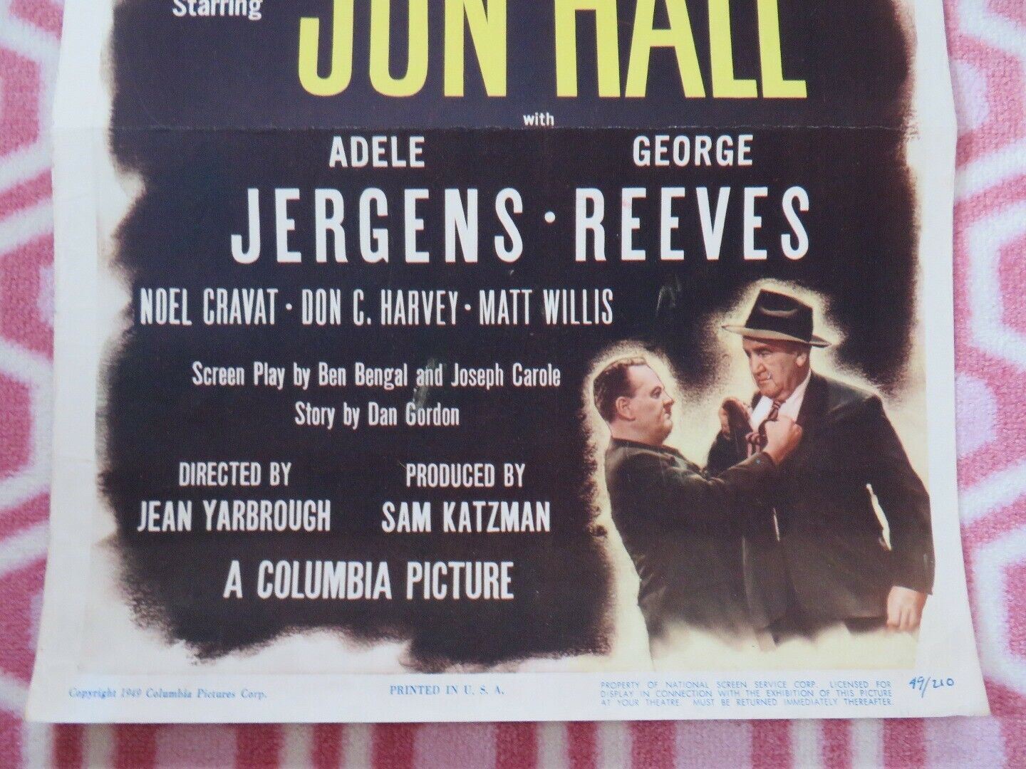 THE MUTINEERS  US INSERT (14"x 36") POSTER JON HALL ADELE JERGENS 1949