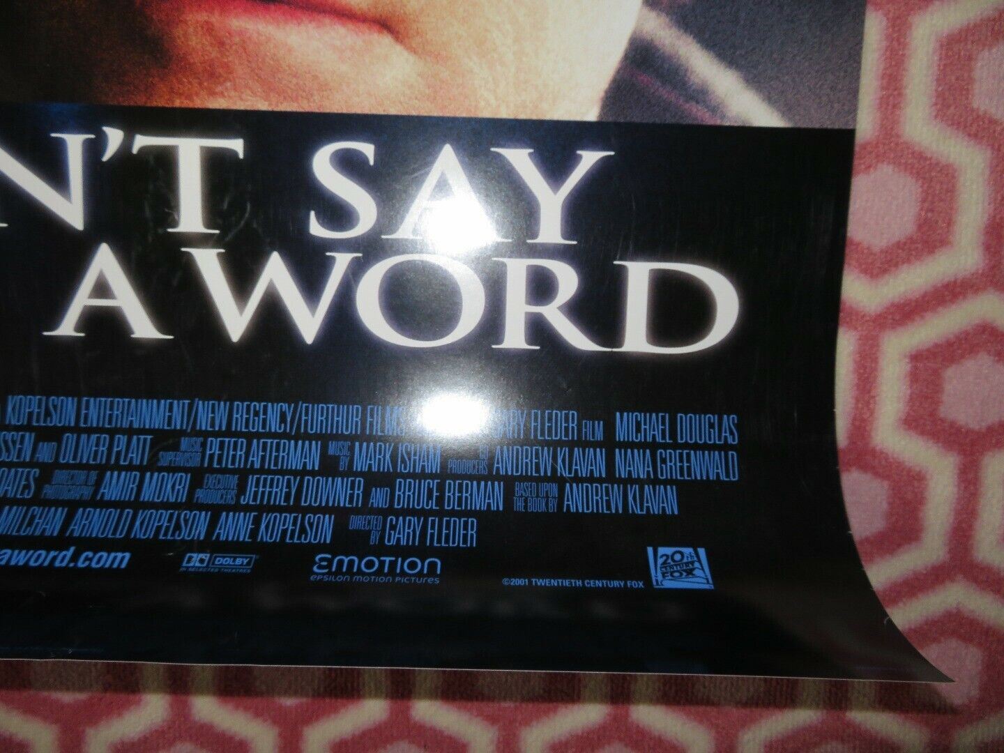 DON'T SAY A WORD US ONE SHEET ROLLED POSTER MICHAEL DOUGLAS 2001