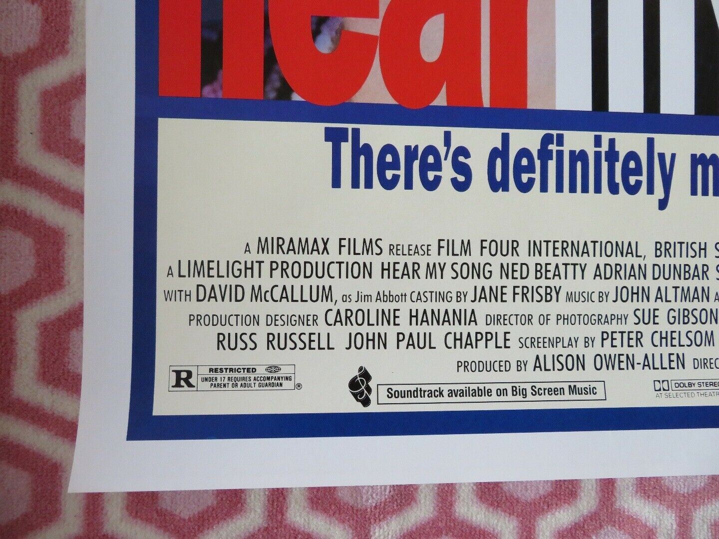 HEAR MY SONG  US ONE SHEET ROLLED POSTER NED BEATTY ADRIAN DUNBAR 1991