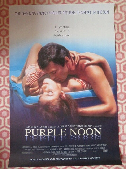 PURPLE NOON RE-RELEASE US ONE SHEET ROLLED POSTER MARTIN SCORSESE 1960 1996