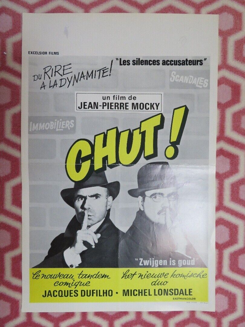 CHUT!/ HUSH! BELGIUM (21.5"x 14) POSTER JACQUES DUFILHO MICHEL LONSDALE 1972