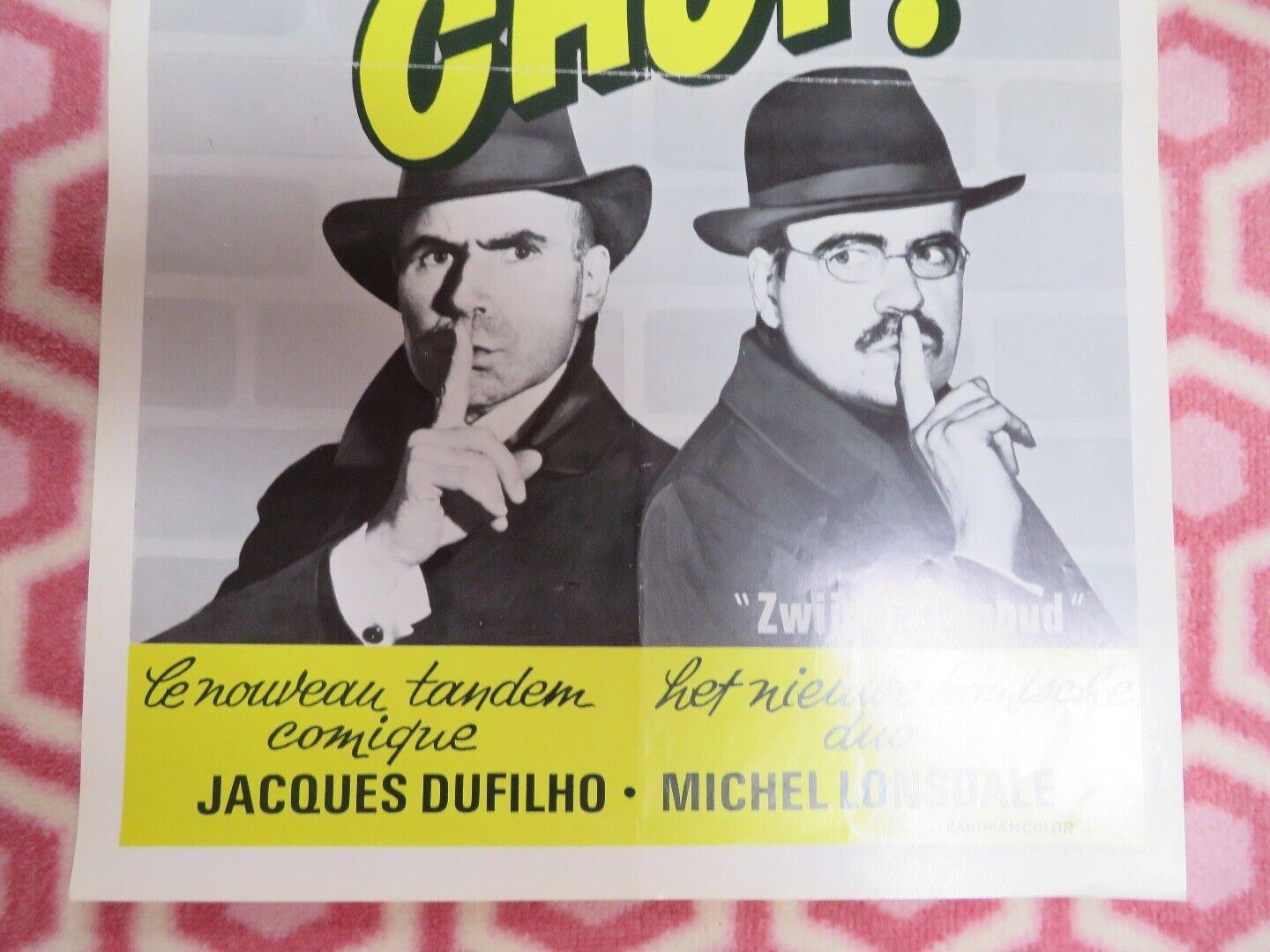 CHUT!/ HUSH! BELGIUM (21.5"x 14) POSTER JACQUES DUFILHO MICHEL LONSDALE 1972