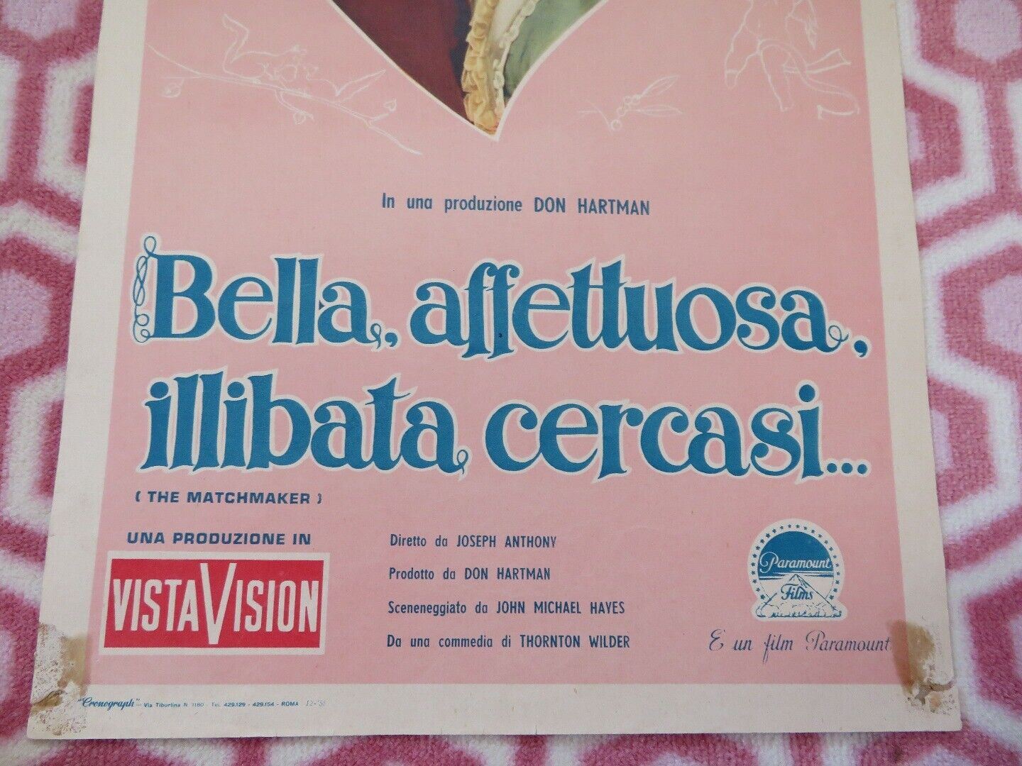 BELLA AFFETTUOSA ILLIBATA CERCASI ITALIAN LOCANDINA (27.5"x 13") POSTER 1958