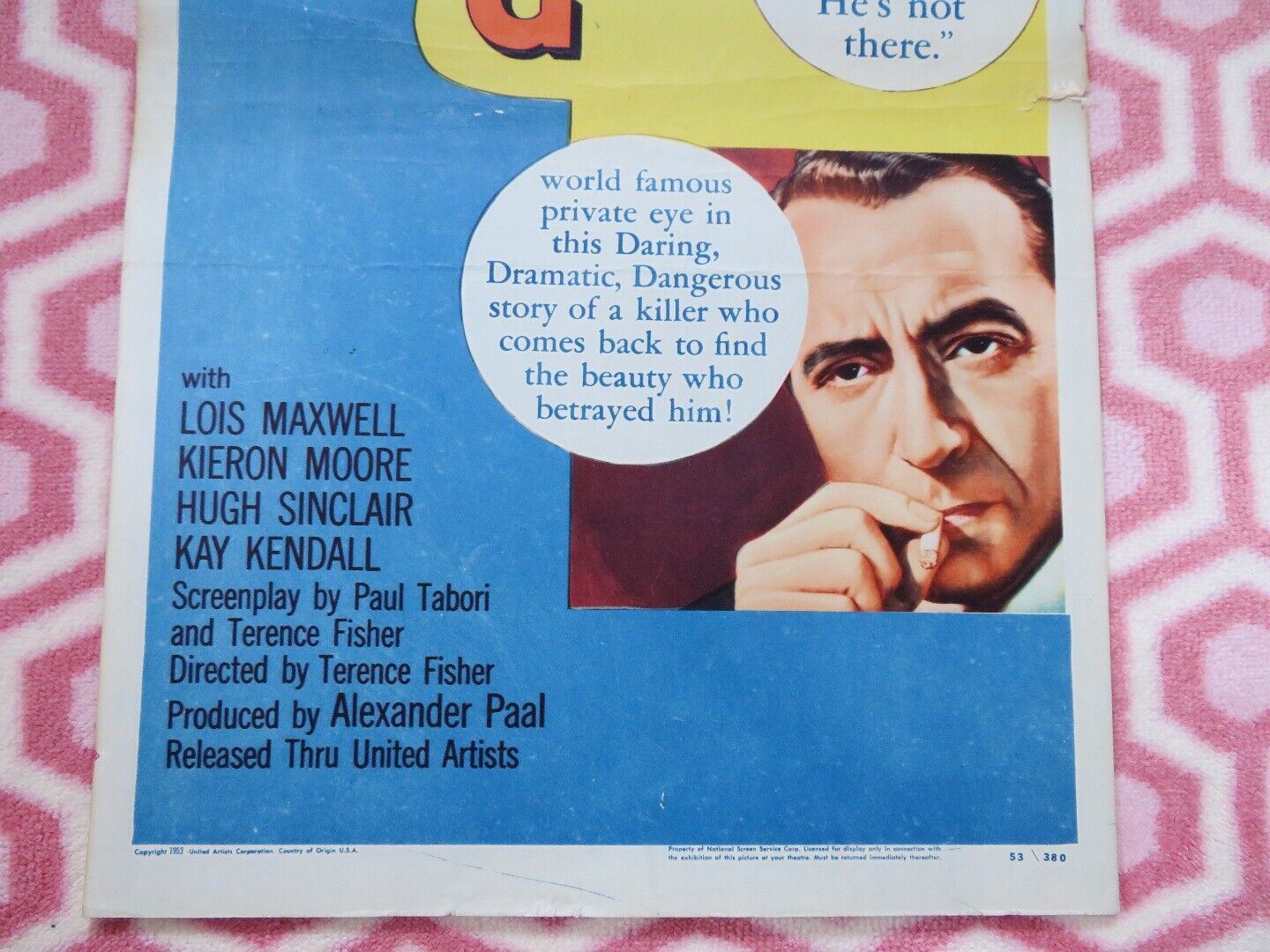 MAN IN HIDING US INSERT (14"x 36") POSTER PAUL HENREID LOIS MAXWELL 1953