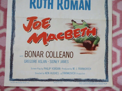 JOE MACBETH  US INSERT (14"x 36") POSTER RUTH ROMAN PAUL DOUGLAS 1956