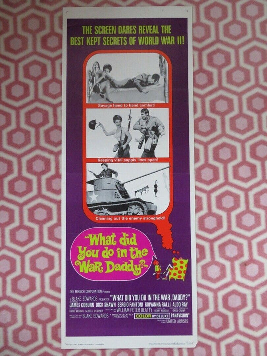 WHAT DID YOU DO IN THE WAR DADDY? US INSERT (14"x 36") POSTER JAMES COBURN 1966