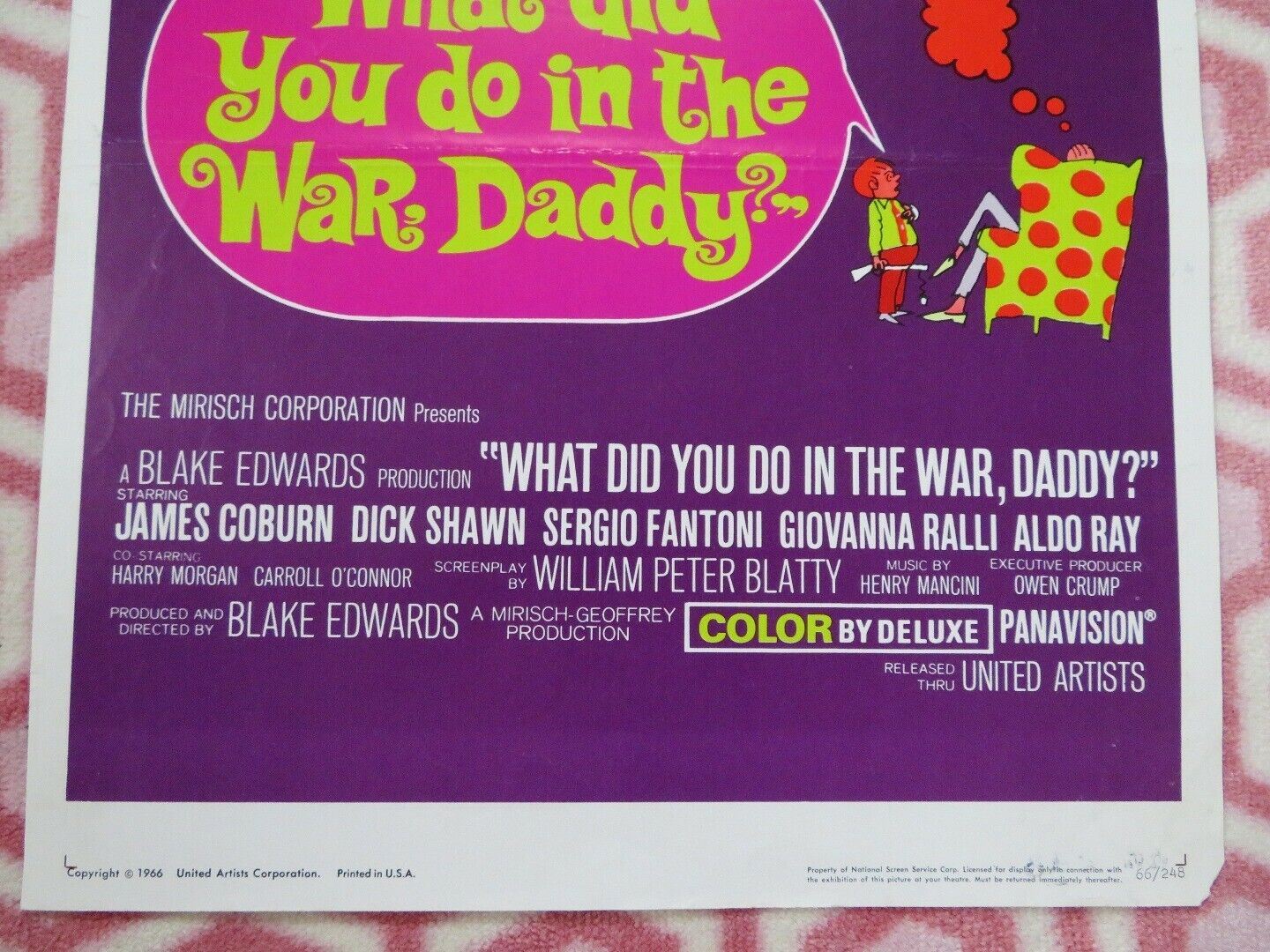 WHAT DID YOU DO IN THE WAR DADDY? US INSERT (14"x 36") POSTER JAMES COBURN 1966