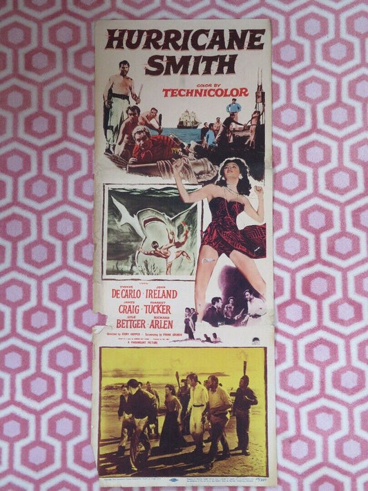 HURRICANE SMITH  US INSERT (14"x 36") POSTER YVONNE DE CLARLO JOHN IRELAND 1952