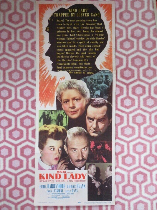 KIND LADY  US INSERT (14"x 36") POSTER ETHEL BARRYMORE 1951