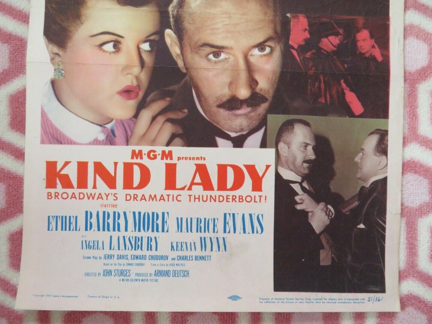 KIND LADY  US INSERT (14"x 36") POSTER ETHEL BARRYMORE 1951