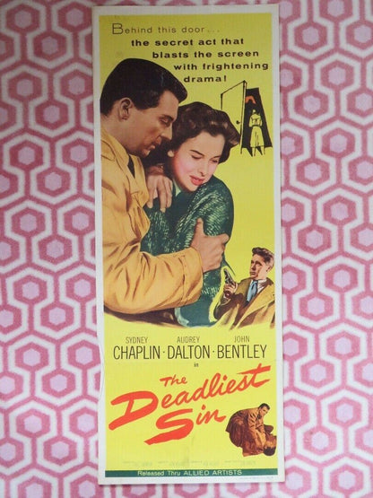 THE DEADLIEST SIN US INSERT (14"x 36") POSTER SYDNEY CHAPLIN JOHN BENTLEY 1955