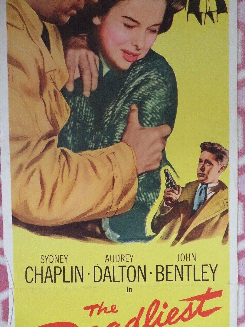 THE DEADLIEST SIN US INSERT (14"x 36") POSTER SYDNEY CHAPLIN JOHN BENTLEY 1955