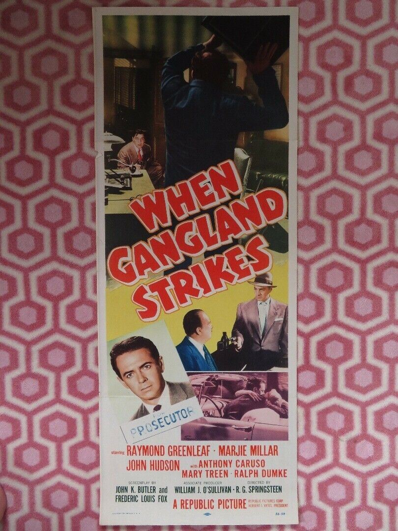 WHEN GANGLAND STRIKES US INSERT (14"x 36") POSTER RAYMOND GREENLEAF1956