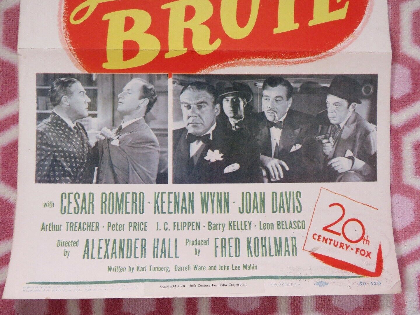 LOVE THAT BRUTE US INSERT (14"x 36") POSTER PAUL DOUGLAS JEAN PETERS 1950