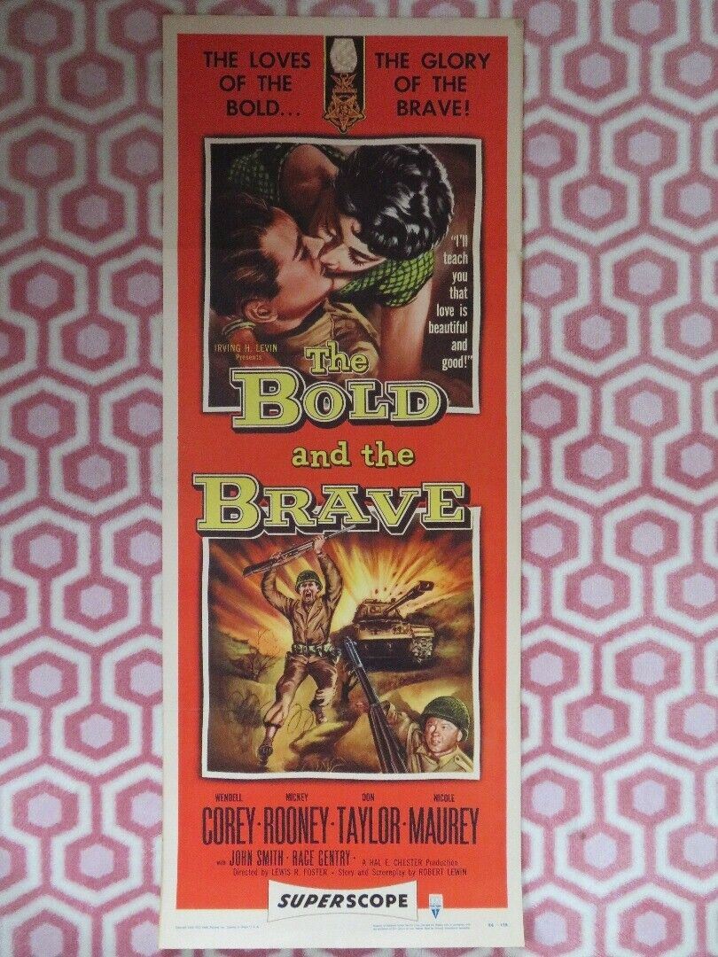 THE BOLD AND THE BRAVE US INSERT (14"x 36") POSTER WENDELL COREY M.ROONEY 1956