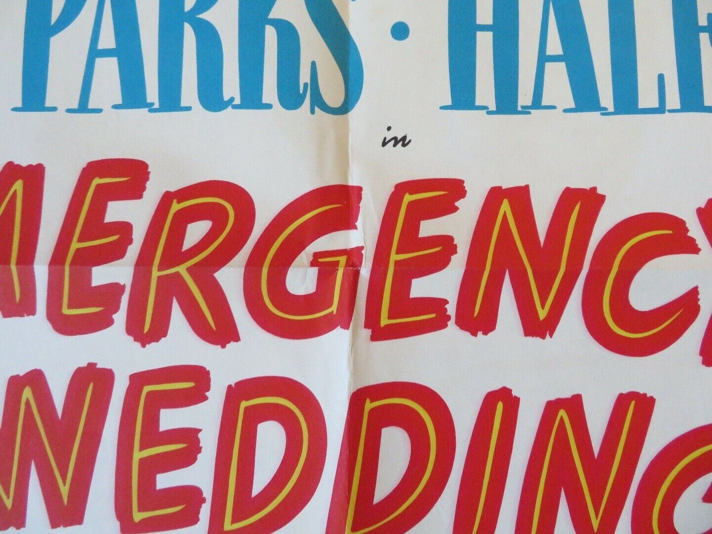 EMERGENCY WEDDING  FOLDED US ONE SHEET POSTER LARRY PARKS BARBARA HALE 1950