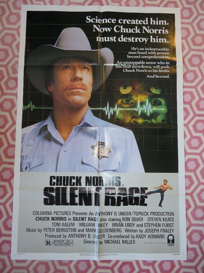 SILENT RAGE FOLDED US ONE SHEET POSTER CHUCK NORRIS RON SLIVER 1982