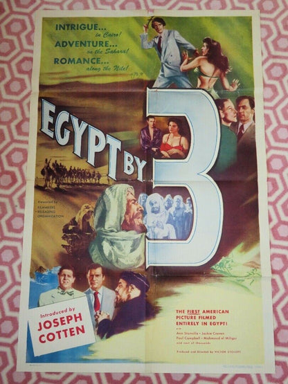 EGYPT BY 3  FOLDED US ONE SHEET POSTER JOSEPH COTTEN ANN STANVILLE 1953