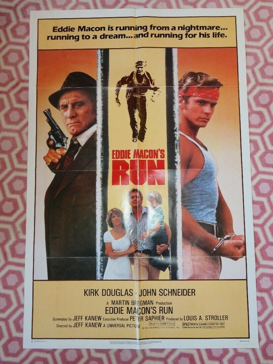 EDDIE MACON'S RUN FOLDED US ONE SHEET POSTER KIRK DOUGLAS JOHN SCHNEIDER 1983