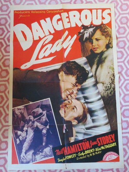 DANGEROUS LADY  FOLDED US ONE SHEET POSTER NEIL HAMLITON JUNE STOREY 1941