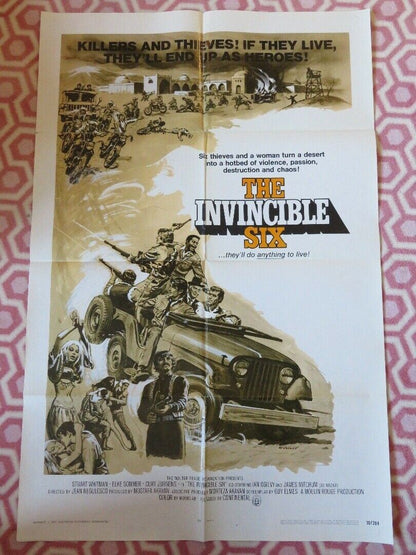 THE INVINCIBLE SIX  FOLDED US ONE SHEET POSTER STUART WHITMAN ELKE SOMMER 1970