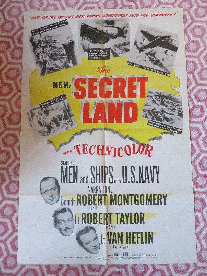 SECRET LAND  FOLDED US ONE SHEET POSTER ROBERT MONTGOMERY ROBERT TAYLOR 1948