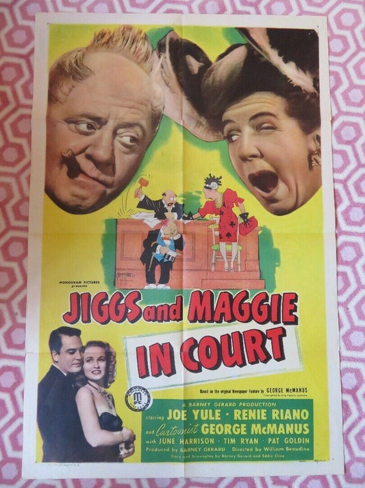 JIGGS AND MAGGIE IN COURT FOLDED US ONE SHEET POSTER JOE YULE RENIE RIANO 1948