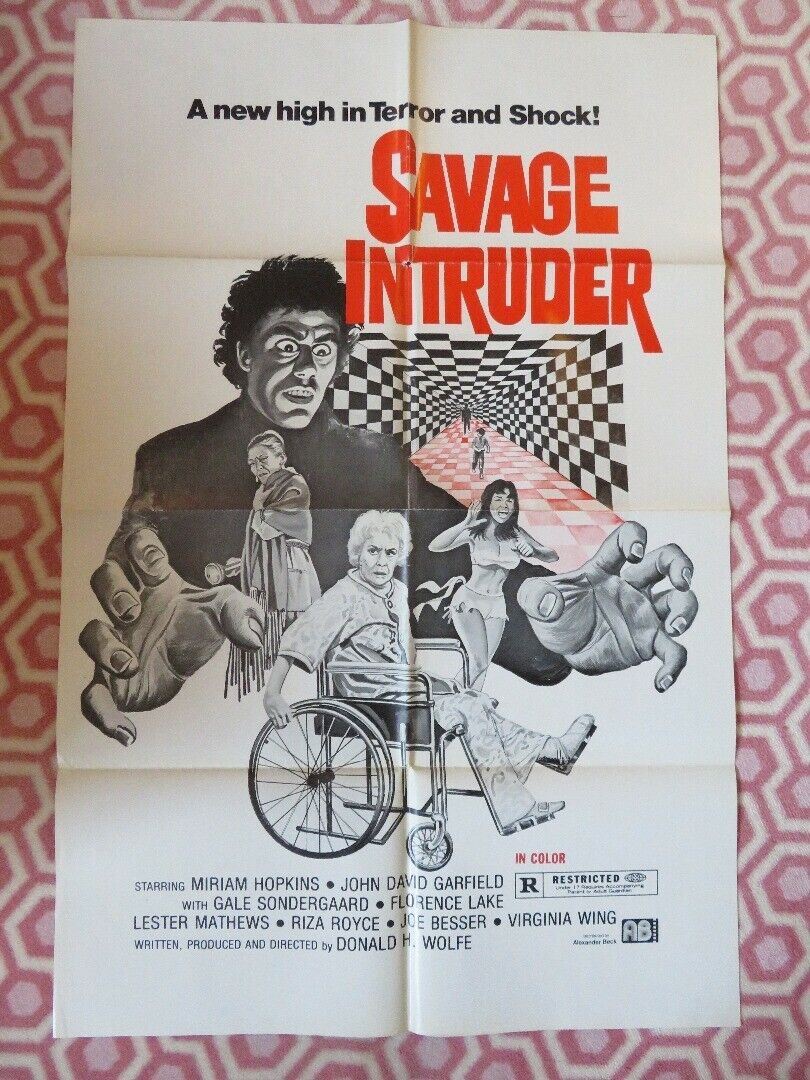 SAVAGE MIRROR /Hollywood Horror House FOLDED US ONE SHEET POSTER M HOPKINS  1970