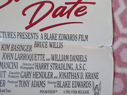 BLIND DATE VIDEO VHS POSTER FOLDED BRUCE WILLIS KIM BASINGER 1987