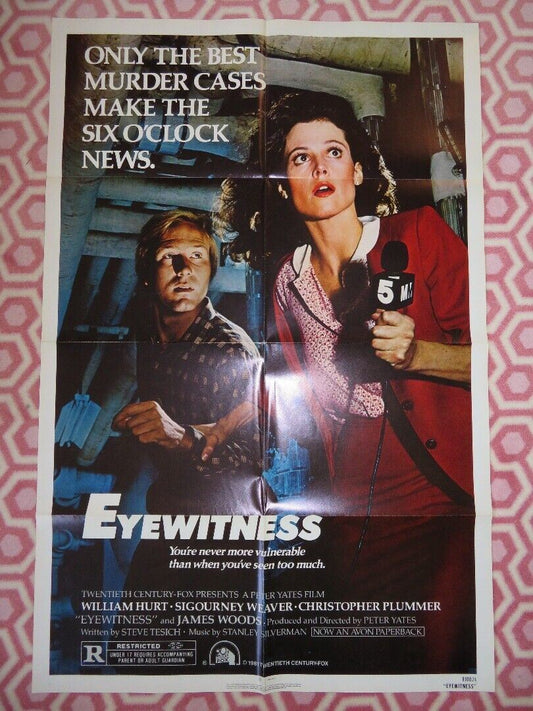 EYEWITNESS  FOLDED US ONE SHEET POSTER SIGOURNEY WEAVER WILLIAM HURT 1981