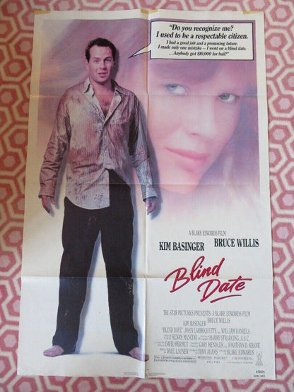 BLIND DATE US ONE SHEET POSTER FOLDED KIM BASINGER BRUCE WILLIS 1987