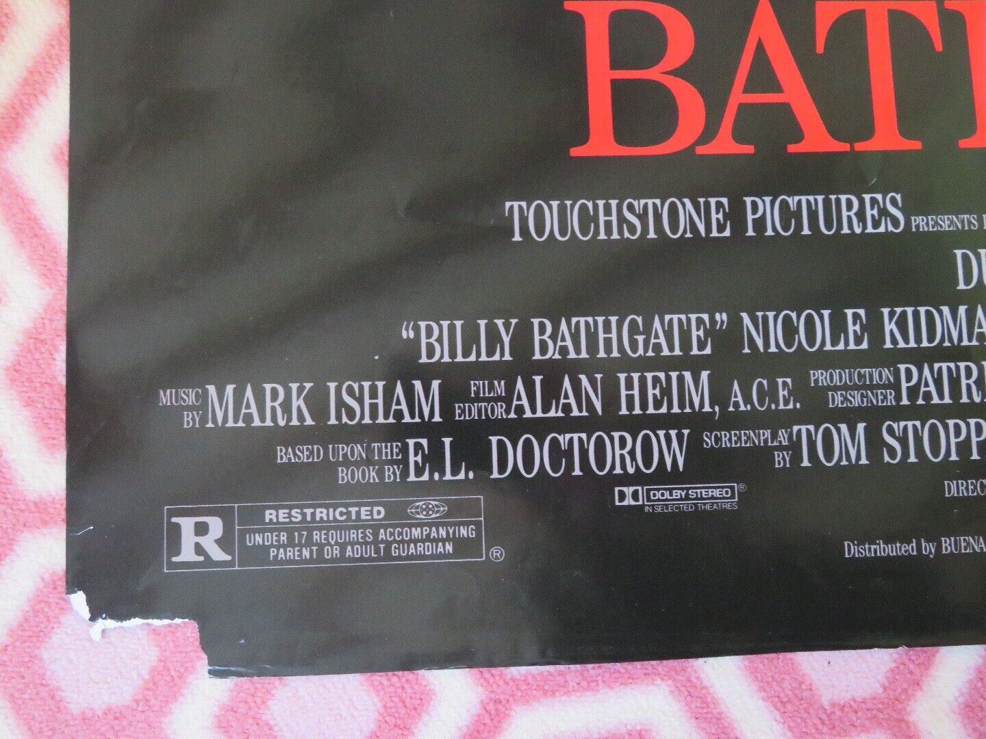 BILLY BATHGATE FOLDED US ONE SHEET POSTER  DUSTIN HOFFAN NICOLE KIDMAN 1991