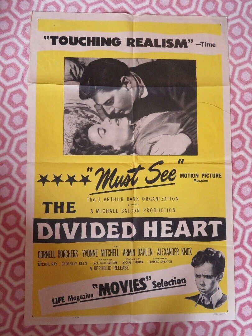 DIVIDED HEART FOLDED US ONE SHEET POSTER CORNELL BORCHERS YVONNE MITCHELL 1955