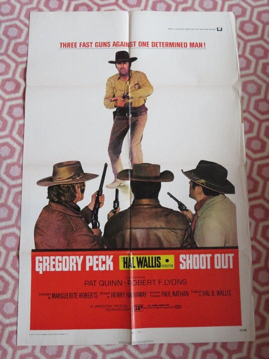 SHOOT OUT  FOLDED US ONE SHEET POSTER GREGORY PECK PAT QUINN 1971