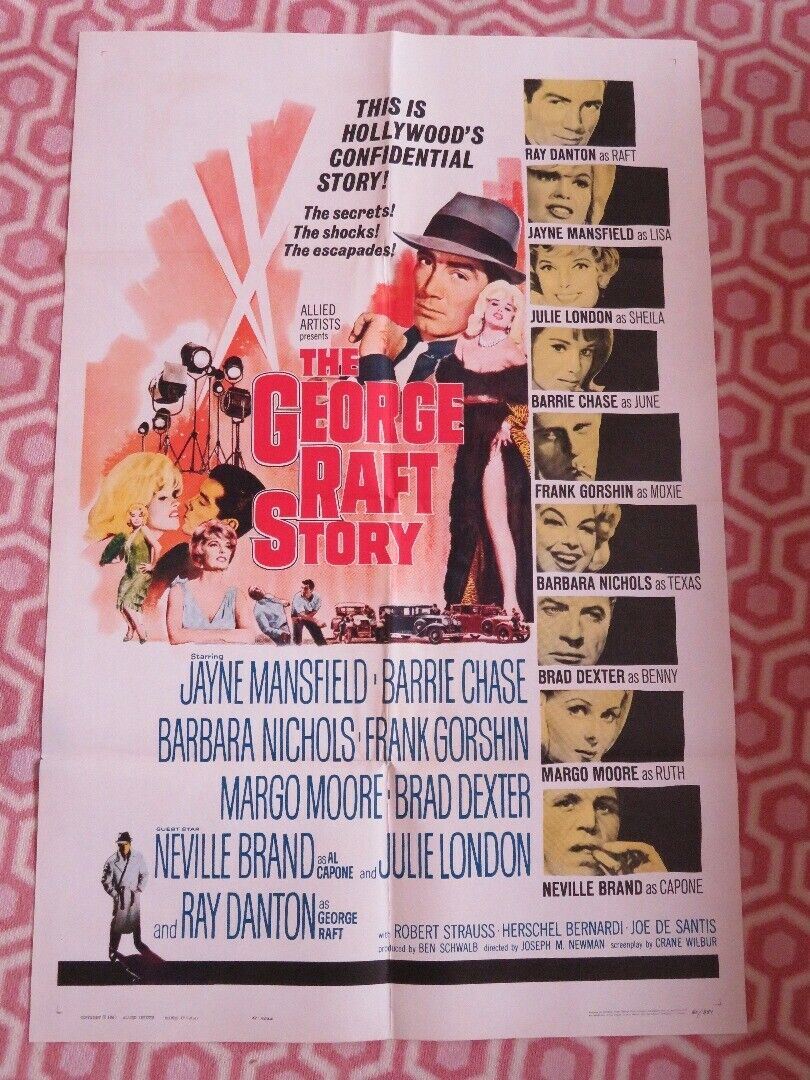 THE GEORGE RAFT STORY  FOLDED US ONE SHEET POSTER JAYNE MANSFIELD B CHASE 1961