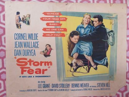 STORM FEAR  US HALF SHEET (22"x 28") POSTER CORNEL WILDE JEAN WALLACE 1955