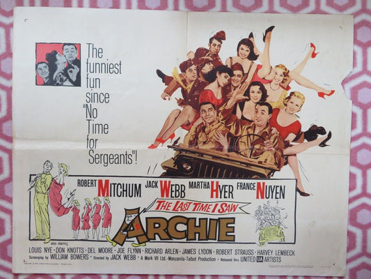 THE LAST TIME I SAW ARCHIE US HALF SHEET (22"x 28") POSTER ROBERT MITCHUM 1961