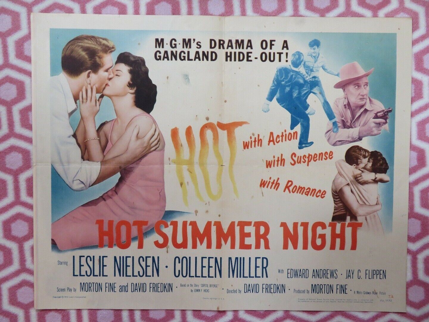 HOT SUMMER NIGHT US HALF SHEET (22"x 28") POSTER LESLIE NIELSEN 1956