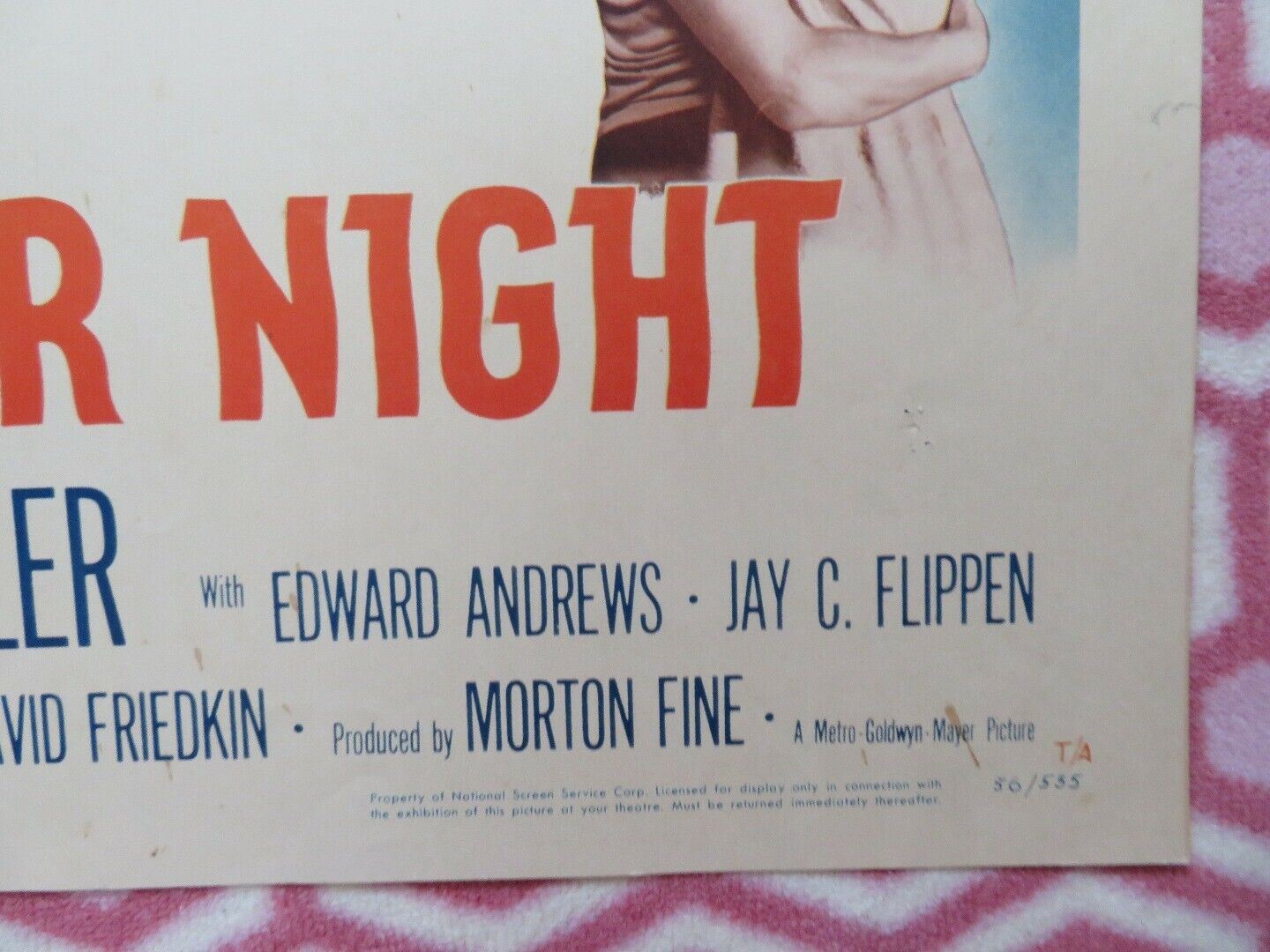 HOT SUMMER NIGHT US HALF SHEET (22"x 28") POSTER LESLIE NIELSEN 1956