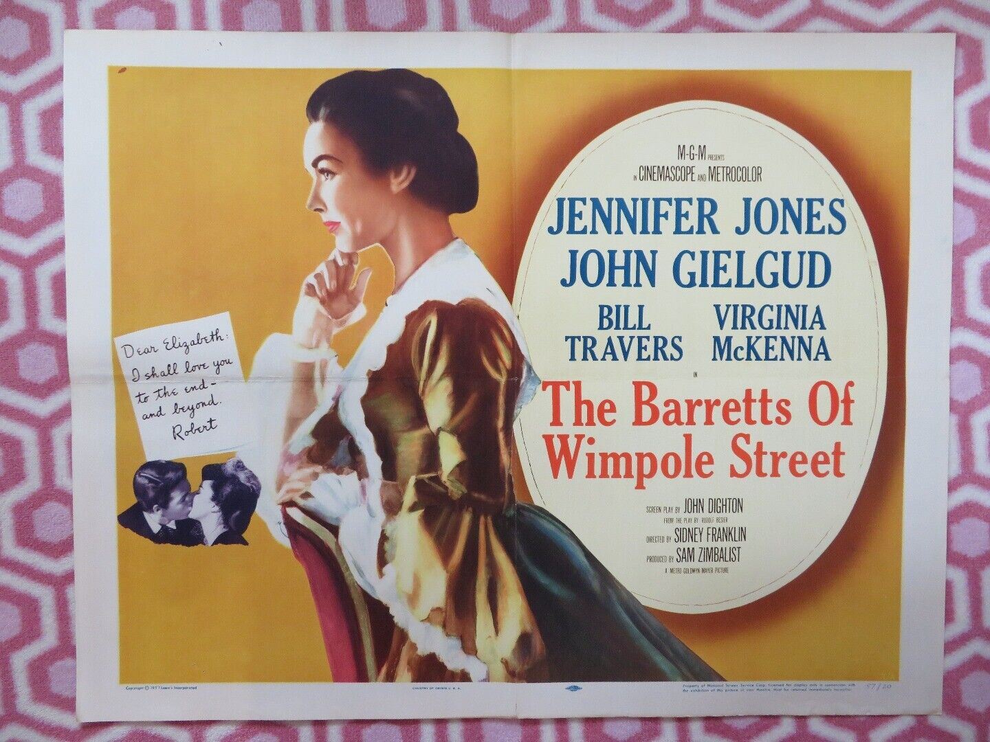 THE BARRETTS OF WIMPOLE STREET US HALF SHEET (22"x 28") POSTER J JONES 1957