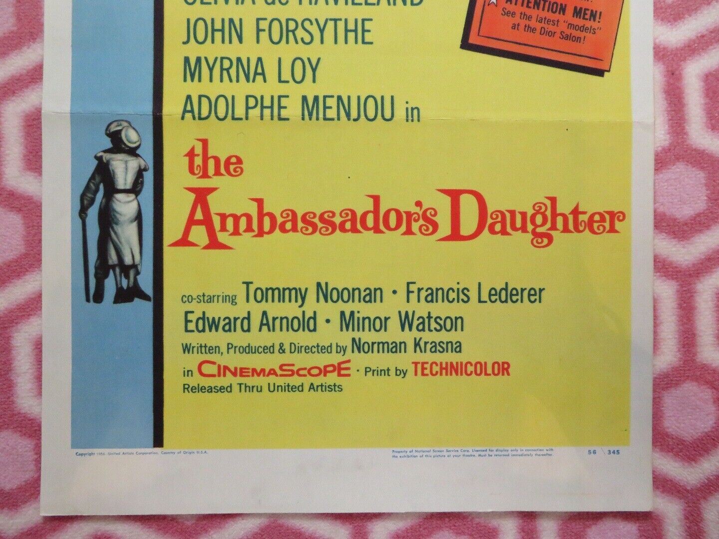 THE AMBASSADOR'S DAUGHTER US INSERT (14"x 36") POSTER OLIVA DE HAVILLAND 1956