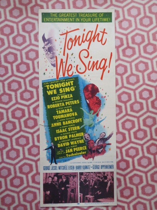 TONIGHT WE SING US INSERT (14"x 36") POSTER EZIO PINZA JAN PEERCE 1956