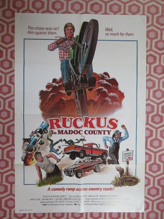 RUCKUS IN MADOC COUNTY FOLDED US ONE SHEET POSTER DIRK BENEDICK LINDA BLAIR '80