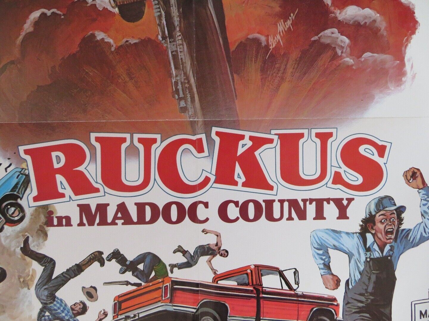 RUCKUS IN MADOC COUNTY FOLDED US ONE SHEET POSTER DIRK BENEDICK LINDA BLAIR '80