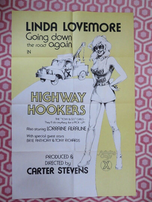 HIGHWAY HOOKERS  FOLDED US ONE SHEET POSTER LINDA LOVEMORE 1975